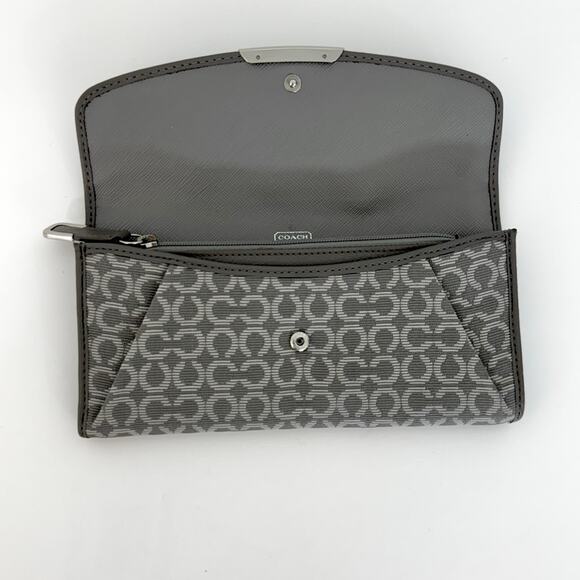 Coach Light Gray Jacquard Slim Envelope Wallet Madison Op Art Needlepoint - Picture 6 of 11